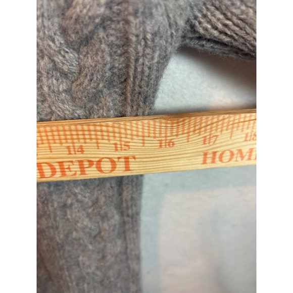 Alan Paine Shetland All Wool Cable Knit Sweater Grey Size 40 Mock Neck - Picture 5 of 9